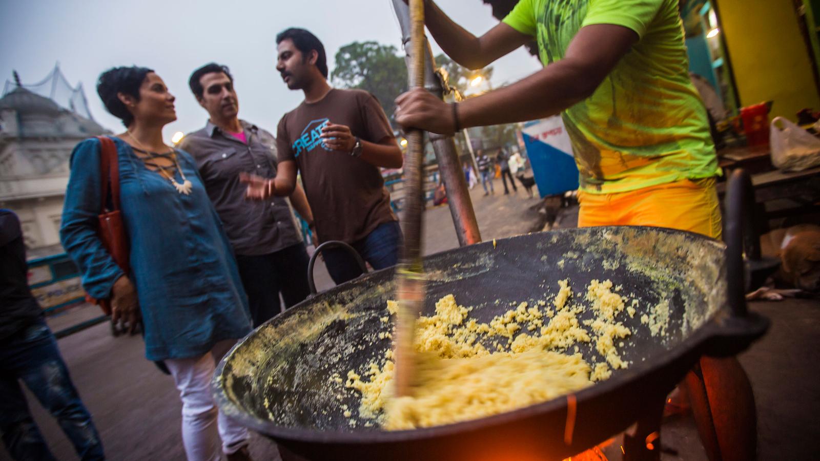 Street vendor preparing food.