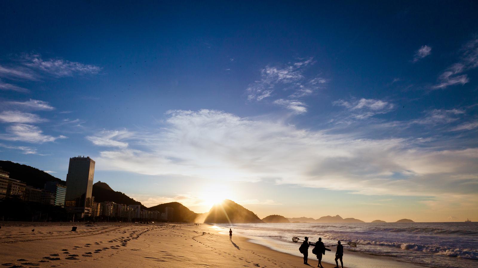 Sunrise over Copacabana beach in Rio