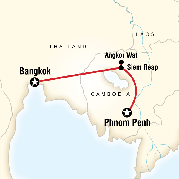 Map of the route for Discover Cambodia