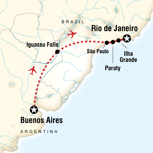 Map of the route for Iguassu & Beyond