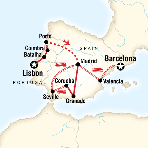 Map of the route for Best of Spain & Portugal