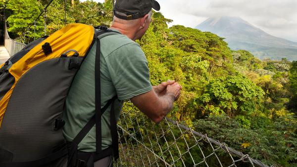 Taking in a rare view of Arenal Volcano in Costa Rica