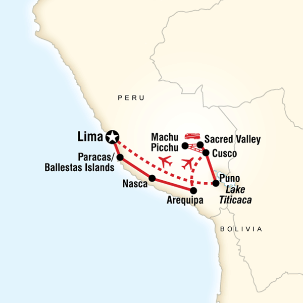 Map of the route for Journeys: Inca Explorer
