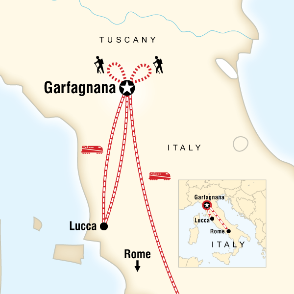 Map of the route for Local Living Italy - Tuscany Garfagnana