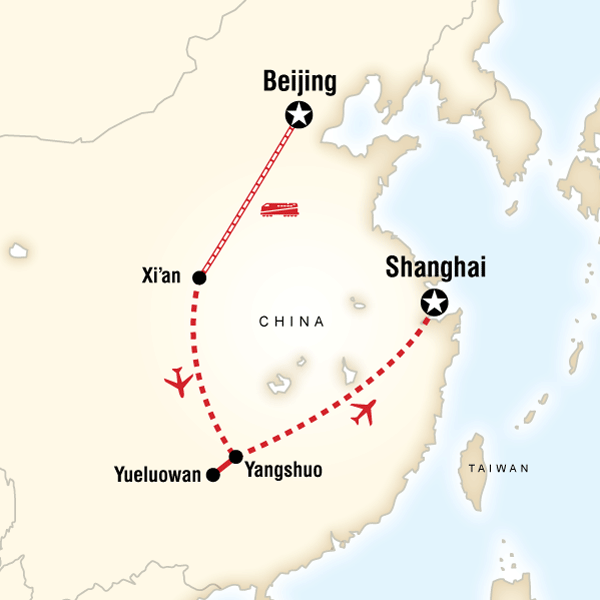 Map of the route for Best of China