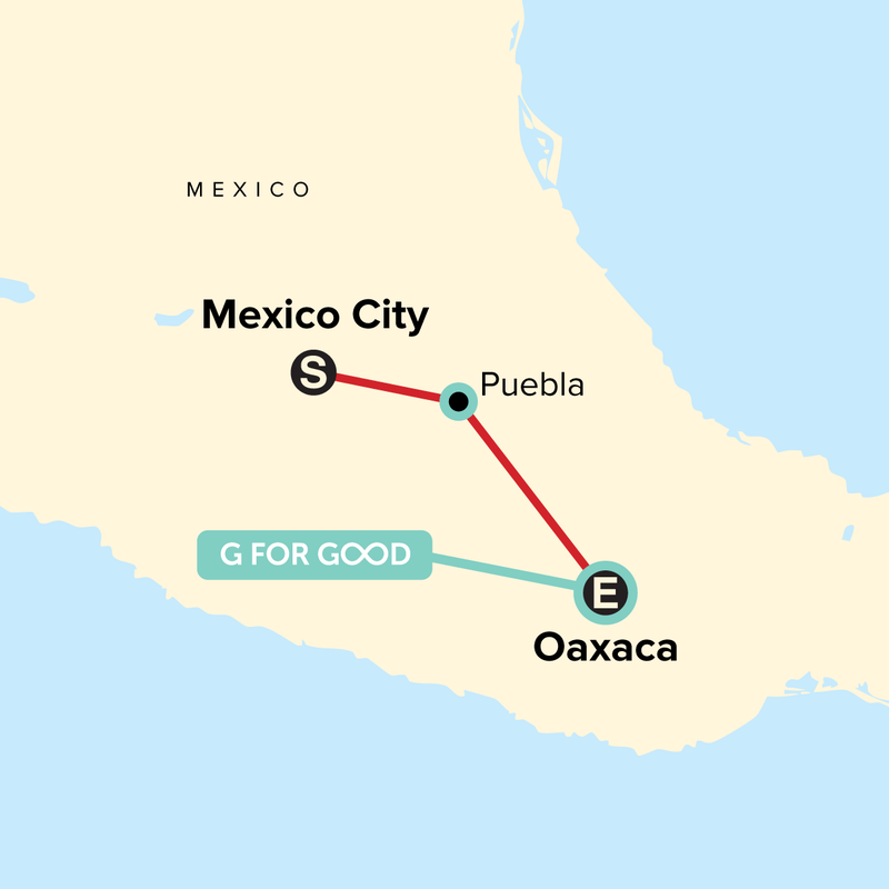 Map of the route for Journeys: Discover Mexico