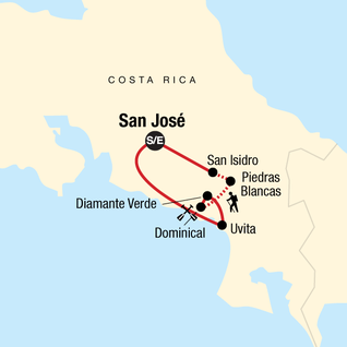 Map of Trek Hidden Costa Rica
