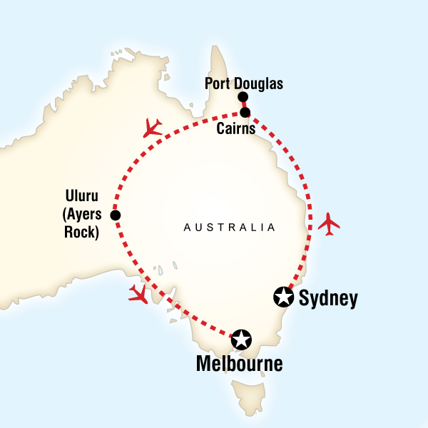Map of the route for Explore Australia