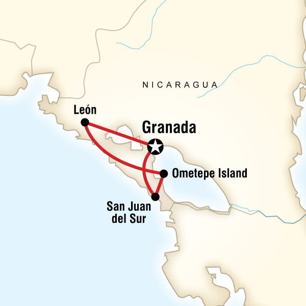 Map of the route for Essence of Nicaragua