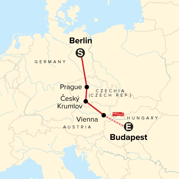 Map of the route for Journeys: Explore Central Europe