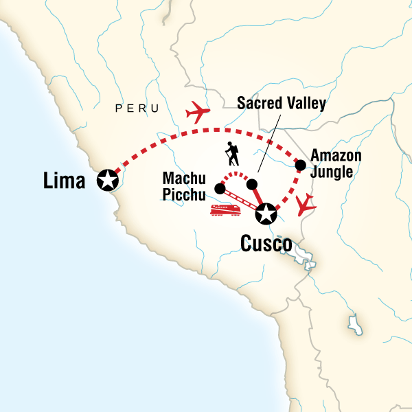 Map of the route for In The Shadow Of Machu Picchu