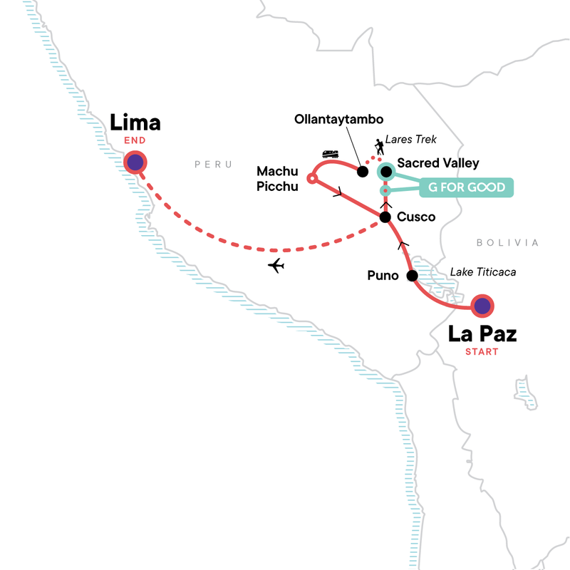Map of the route for Inca Empire