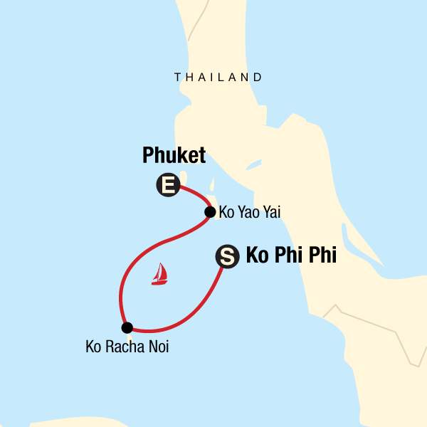 Thailand Map Koh Phi Phi Sailing Thailand   Ko Phi Phi to Phuket in Thailand, Asia   G 