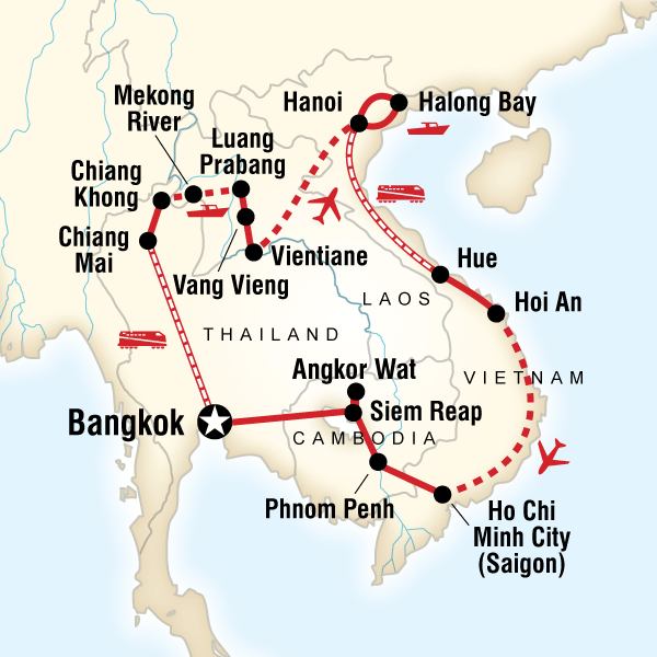Map of the route for Southeast Asia Encompassed