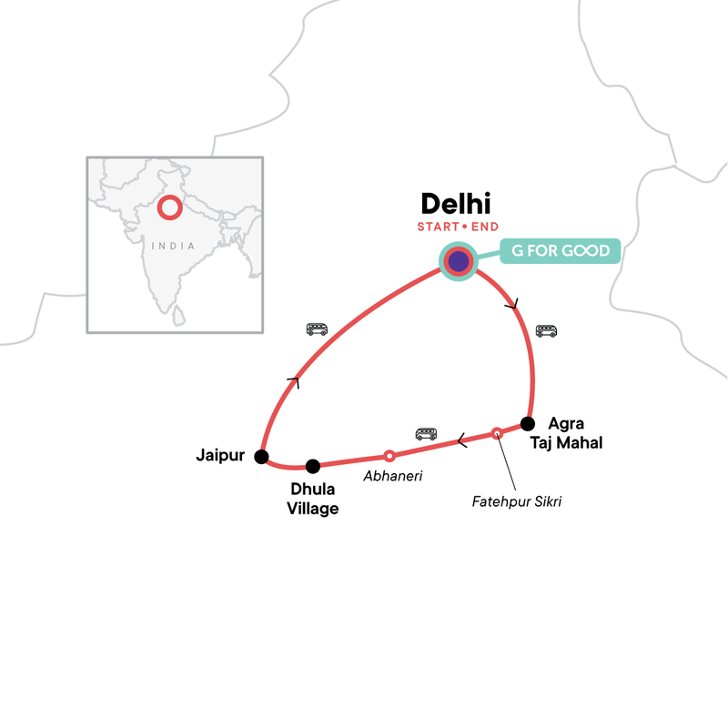 Map of the route for Golden Triangle