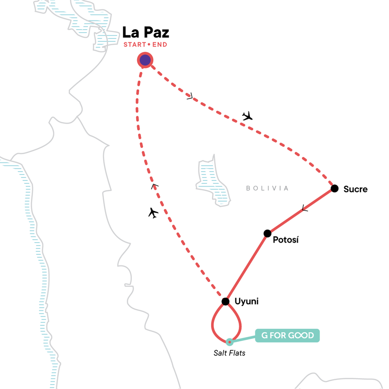 Map of the route for Bolivia Upgraded