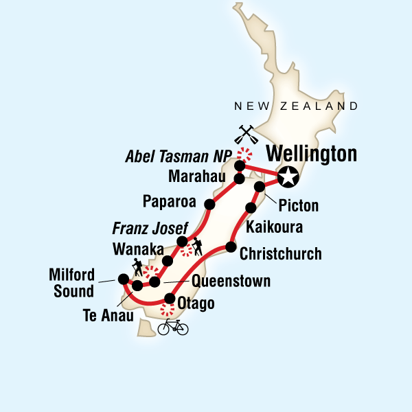 Map of the route for New Zealand – South Island Multisport