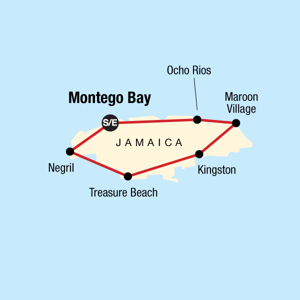 Map of the route for Jamaica Encompassed