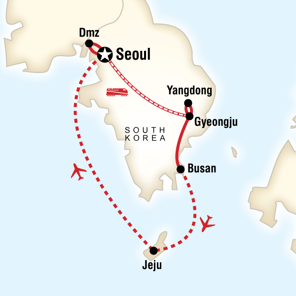 Map of the route for Best of South Korea