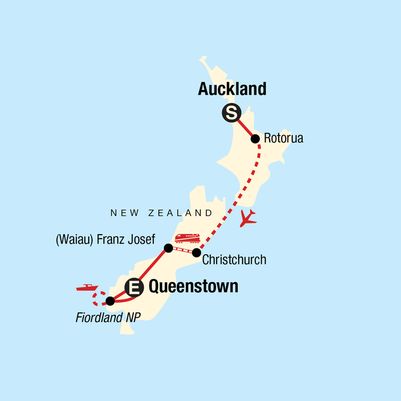 Map of the route for New Zealand Journey