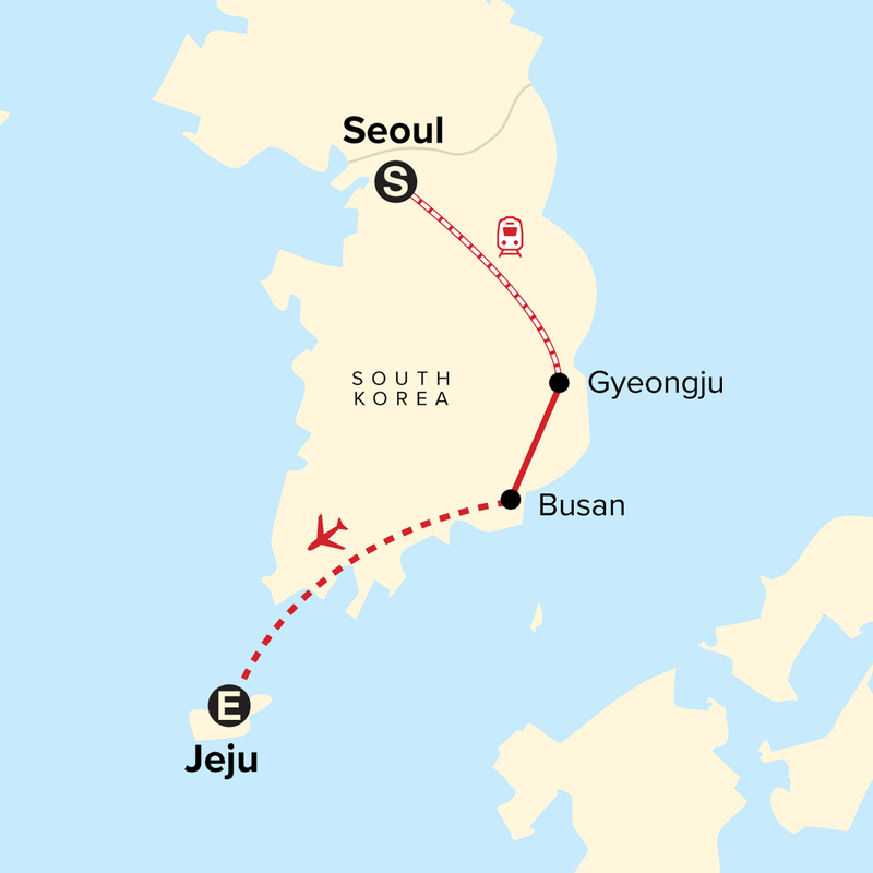 Map of the route for Journeys: Soul of South Korea