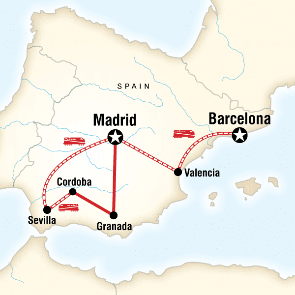 Map of the route for Best of Southern Spain