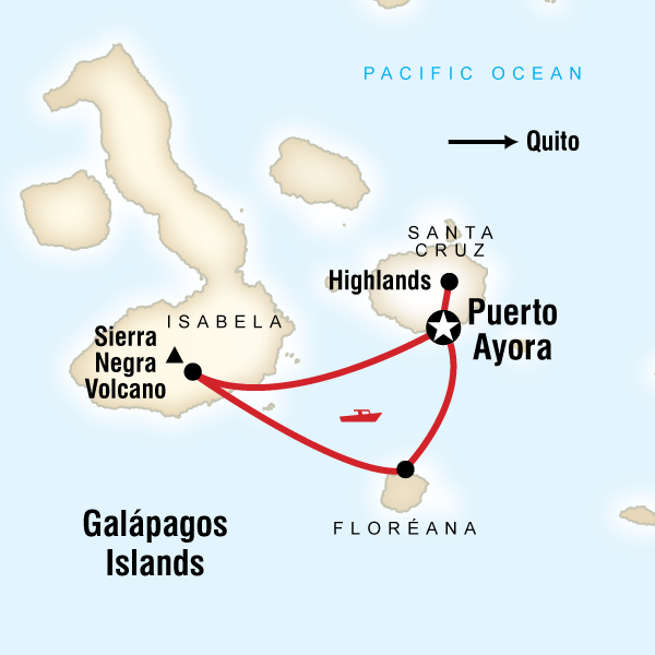 Map of the route for Galápagos Express Camping Adventure
