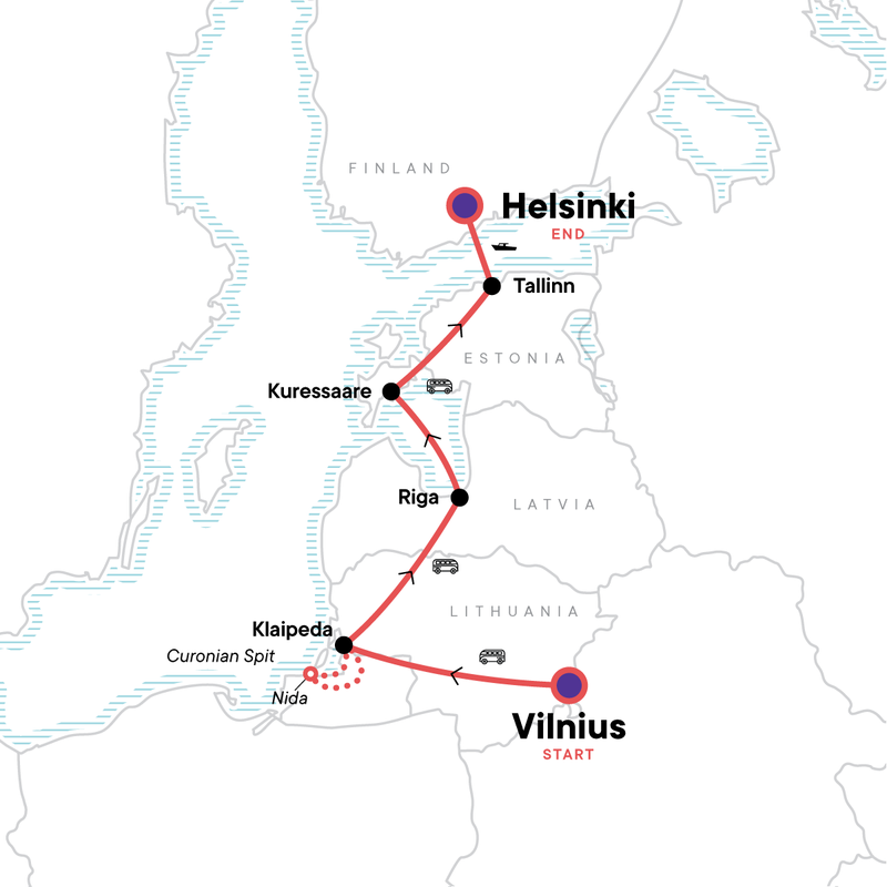 Map of the route for Baltic Adventure