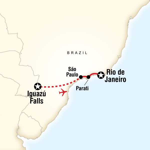 Map of the route for Brazil Journey