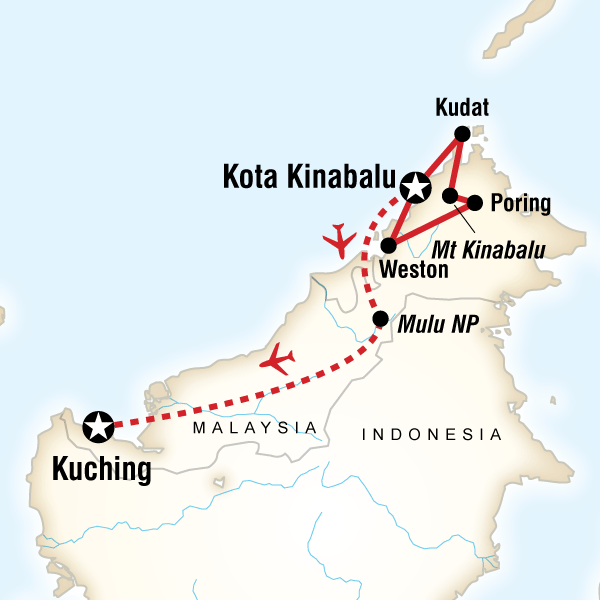 Map of the route for Best of Borneo