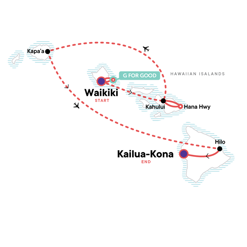 Map of the route for Hawaii Multi-Island Explorer