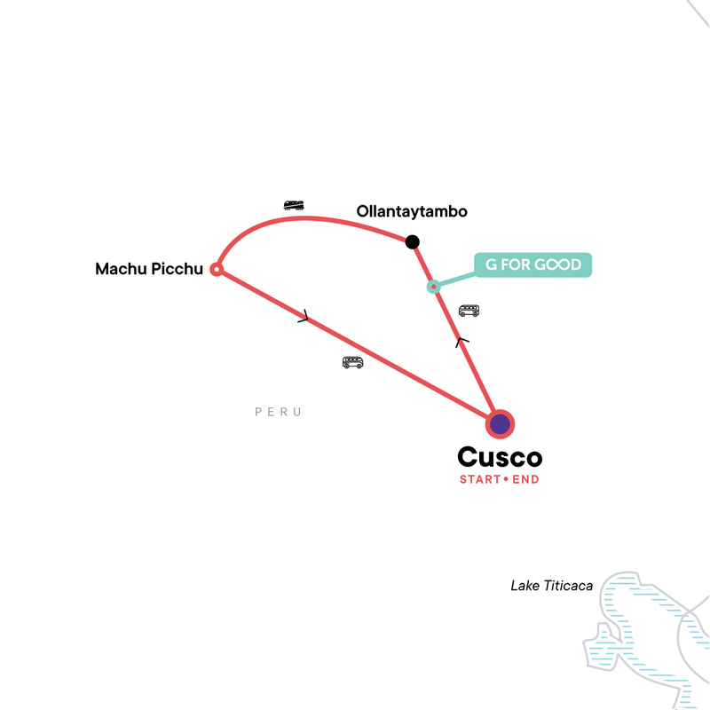 Map of the route for Peru's Sacred Valley & Machu Picchu by Train