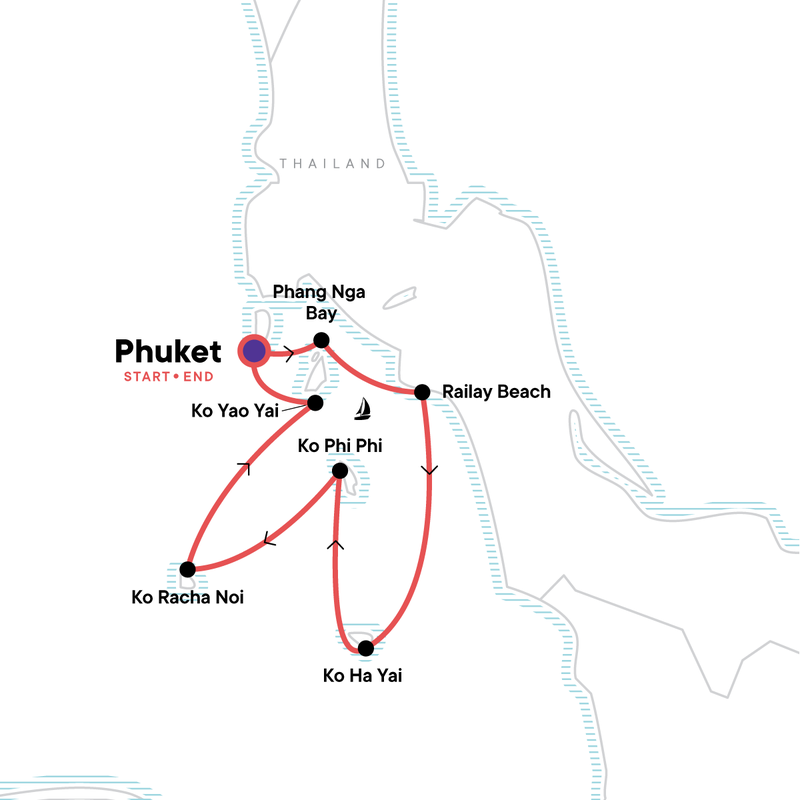 Map of the route for Sailing Thailand - Phuket to Phuket — Plus