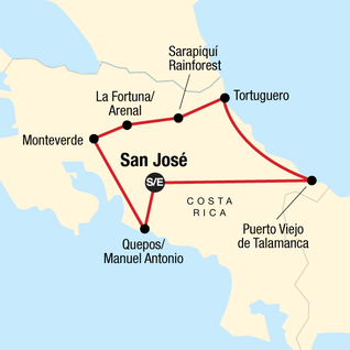 Map of Costa Rica Adventure