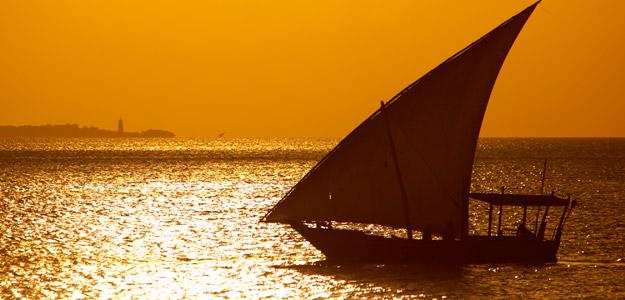 Sailing at sunset in Zanzibar.