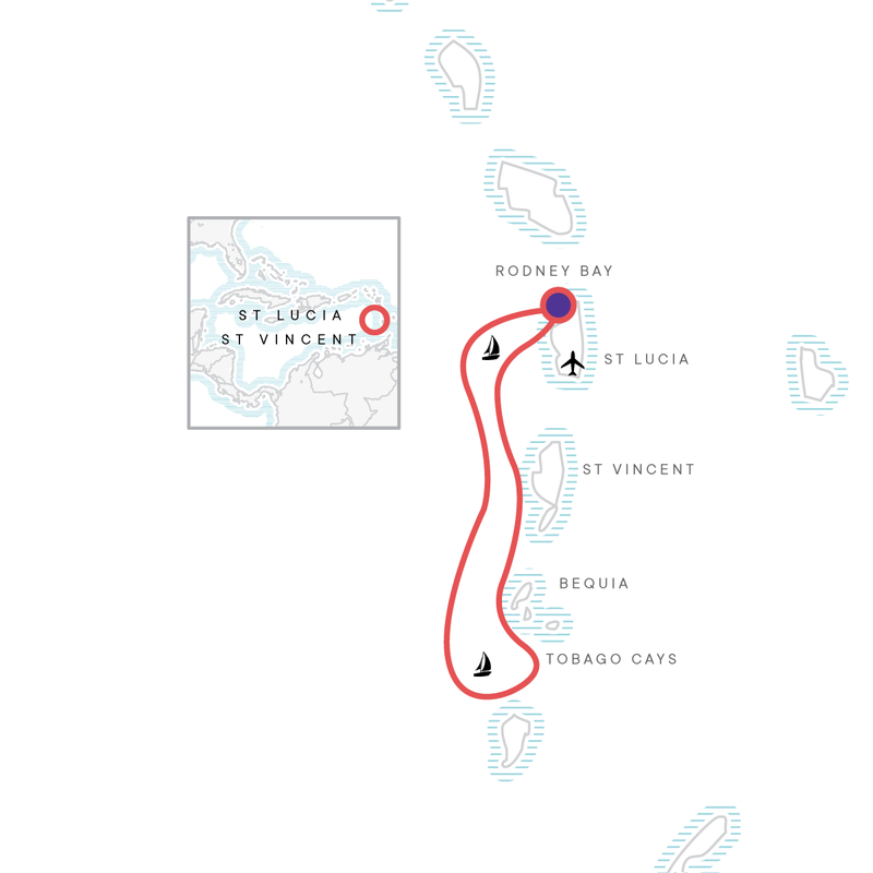 Map of the route for Sailing St Lucia & The Grenadines — Plus