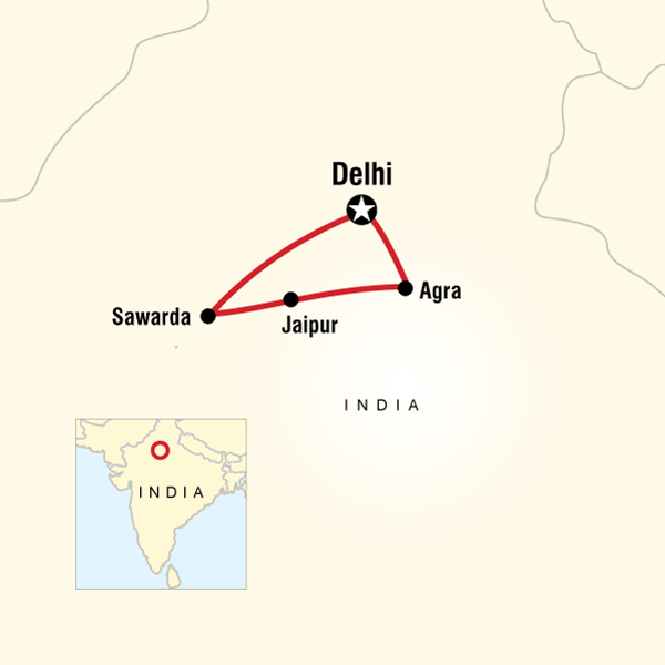 Map of the route for Journeys: North India Highlights