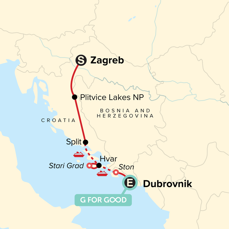 Map of the route for Journeys: Discover Croatia