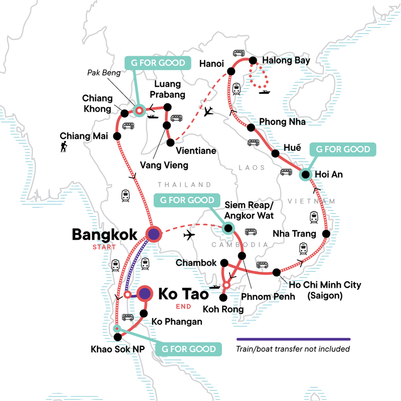 Map of the route for Epic Southeast Asia: River Cruises & Karst Mountains