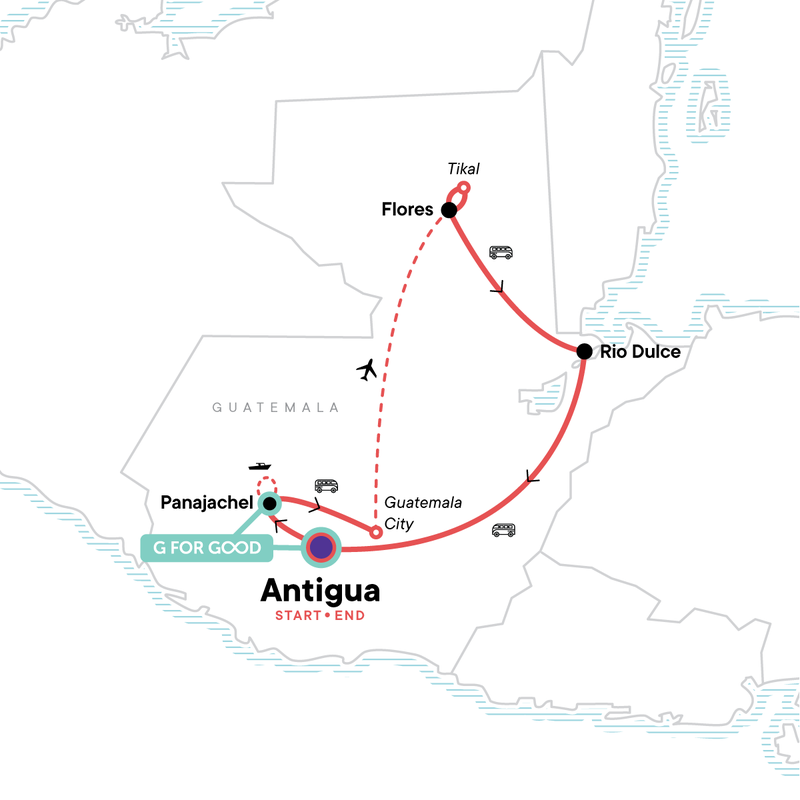 Map of the route for Solo-ish Guatemala