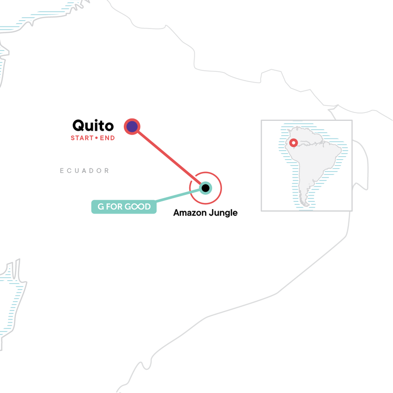 Map of the route for Local Living Ecuador—Amazon Jungle