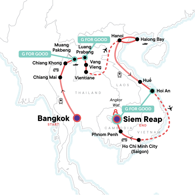 Map of the route for Southeast Asia Experience