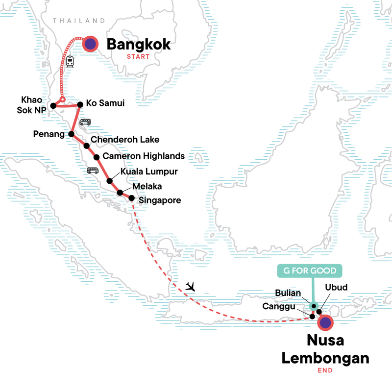 Map of the route for Bangkok to Bali: Southeast Asia Unfiltered