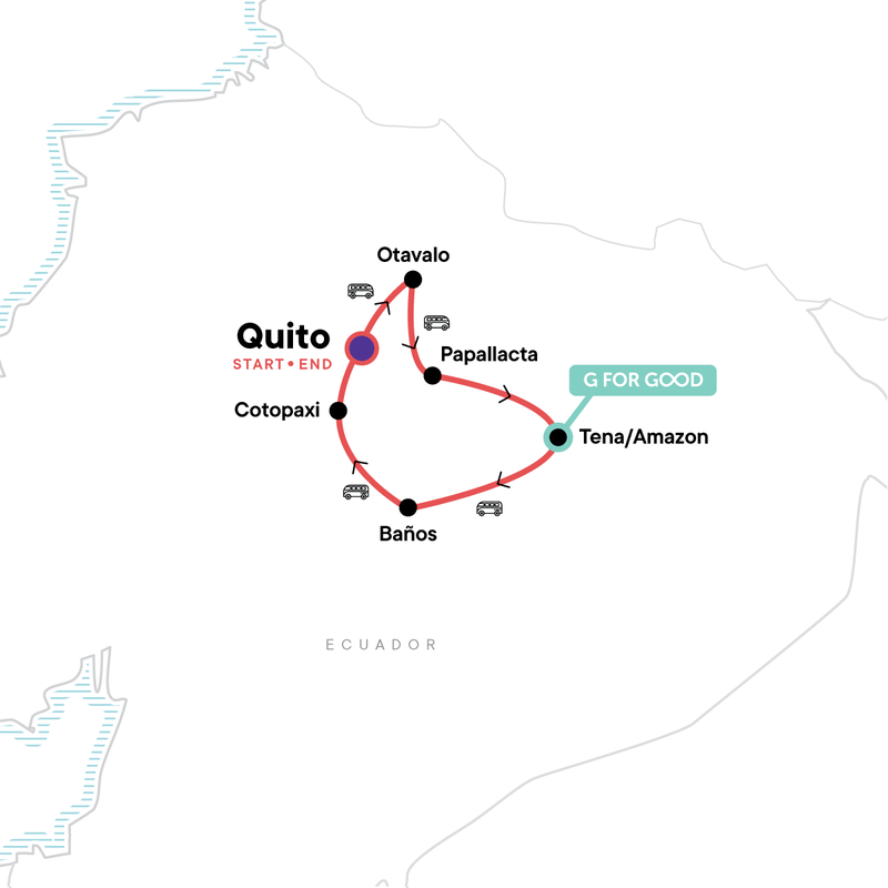 Map of the route for Ecuador Upgraded