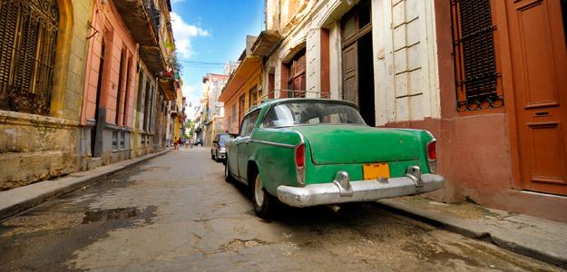 An old-fashioned car on the Cuban streets