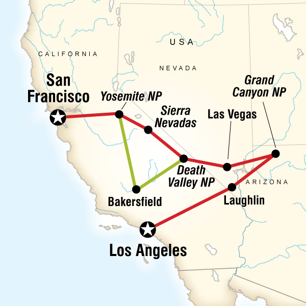 Map of the route for Western Express Southbound