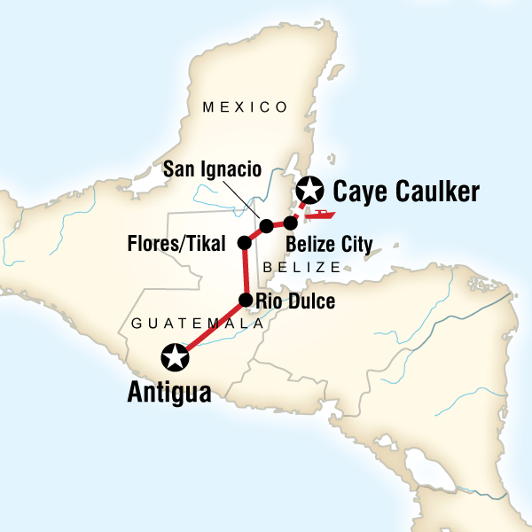 Map of the route for Mayan Encounter
