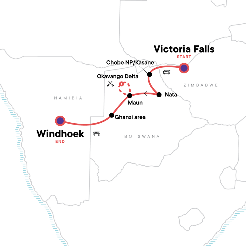 Map of the route for Delta & Falls Discoverer