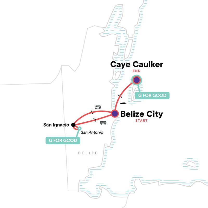 Map of the route for Solo-ish Belize