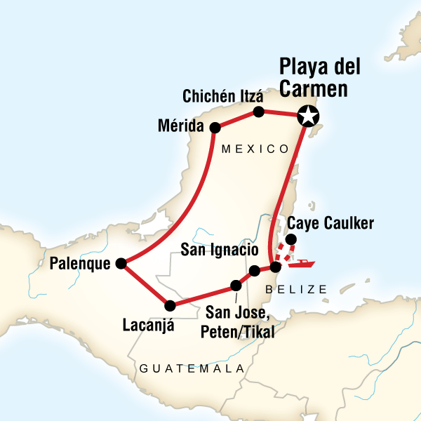 Map of the route for Mayan Discovery